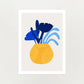 Blue Plant Yellow Pot Art Print